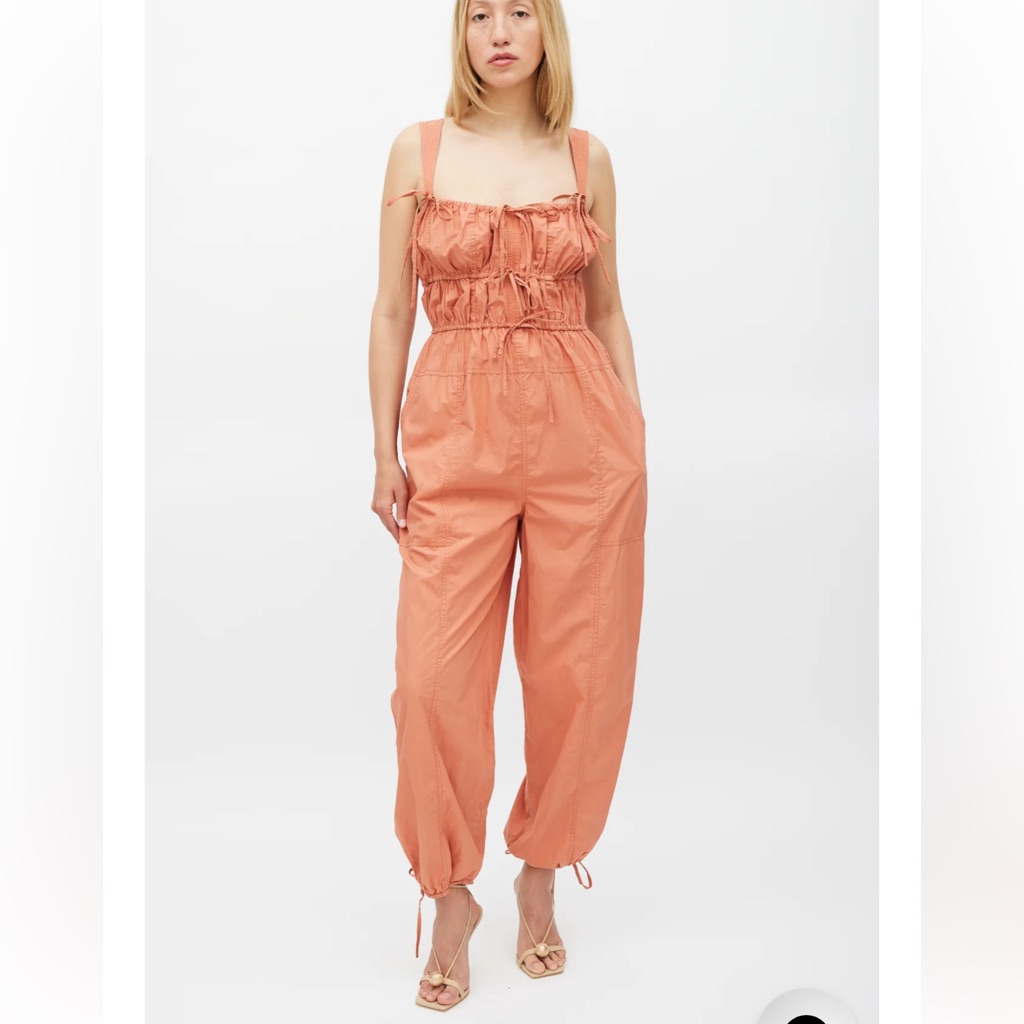 Ulla Johnson Tatum Sleeveless Drawstring Jumpsuit In Dusty Coral
